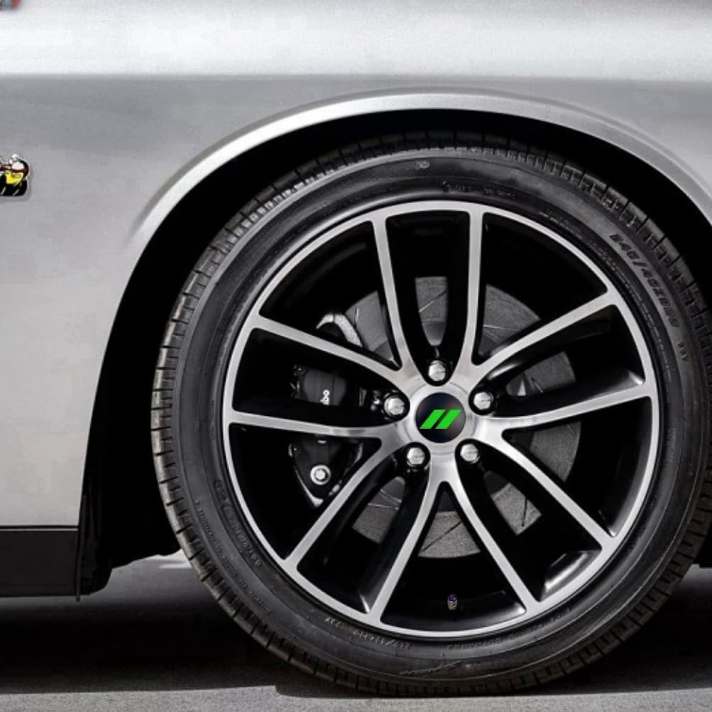 4pcs Wheel Center Cap 63mm/2.5 inches Slash Covers Hub Cap Compatible with Dodge Charger Challenger Durango Hornet Dart R/T SRT Magnum Nitro Journey Caliber Avenger and Ram (Green)