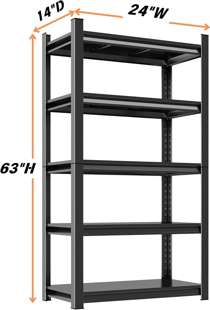 Metal Garage Shelving Unit, Heavy Duty 5-Tier Adjustable Storage Rack, Steel - Image 3
