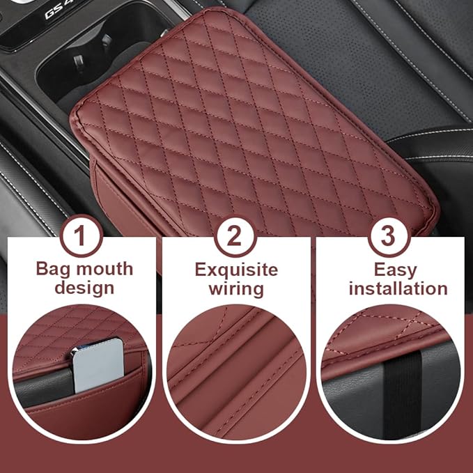Memory Cotton Leather Car Armrest Box Pad, 2025 New Universal Style Memory - Image 3