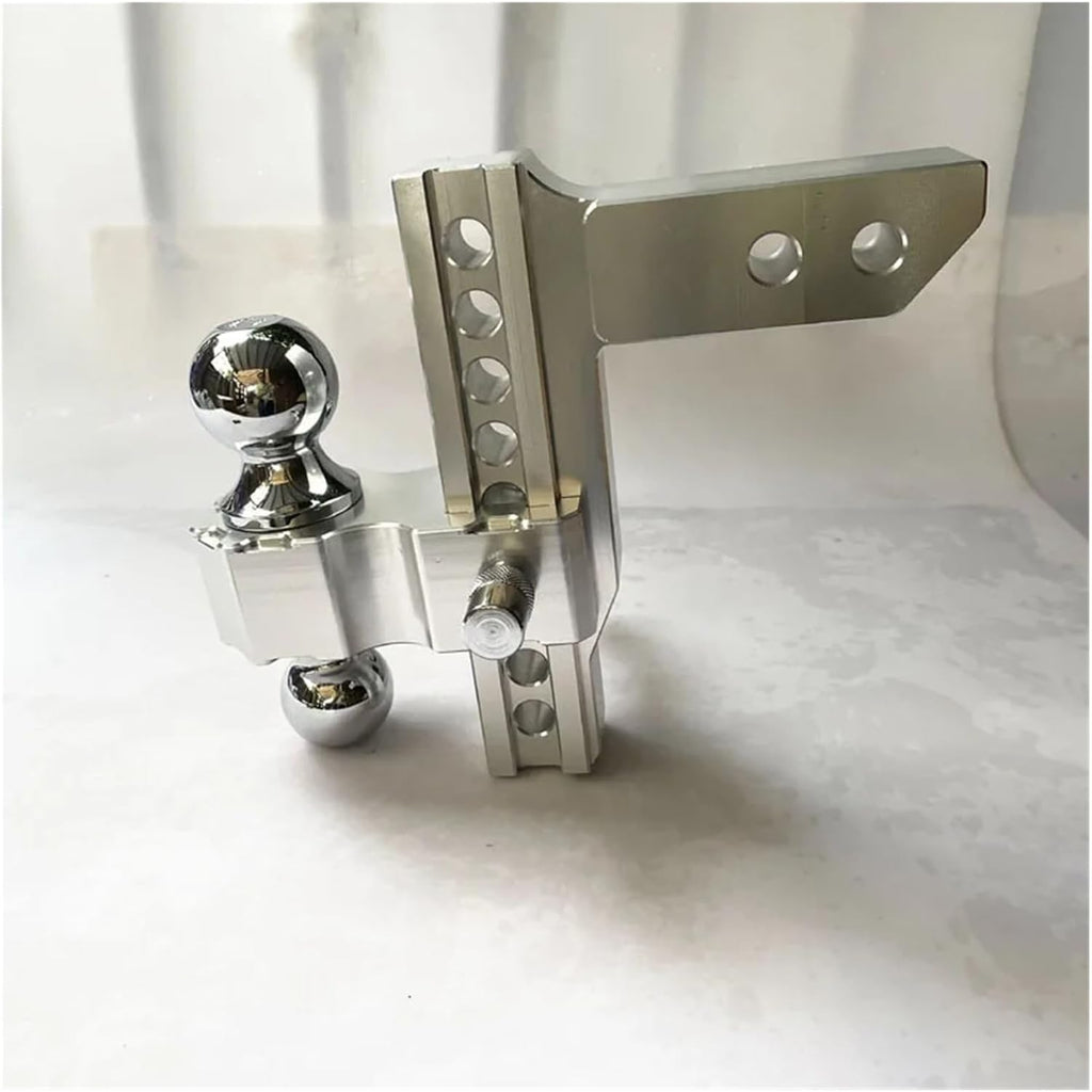 Adjustable Trailer Hitch 2" Receiver 6" Drop/Rise Drop Hitch 12500 LBS Ball Mount 2-5/16" Dual Towing Ball Double Locks 10" High Towing Capacity, Silver-8 inches