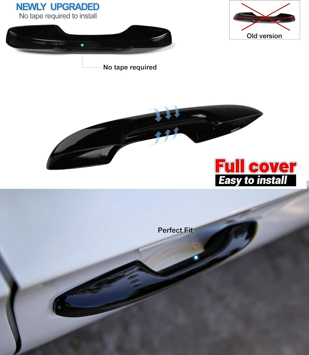 Thenice Snap-on Door Handle Cover for Honda Civic 2022-2026 -Black | Compatible with Honda Accord CR-V HRV 2023-2026 11th Gen Civic, No Tape Needed Exterior Handle Protection, Piano Black
