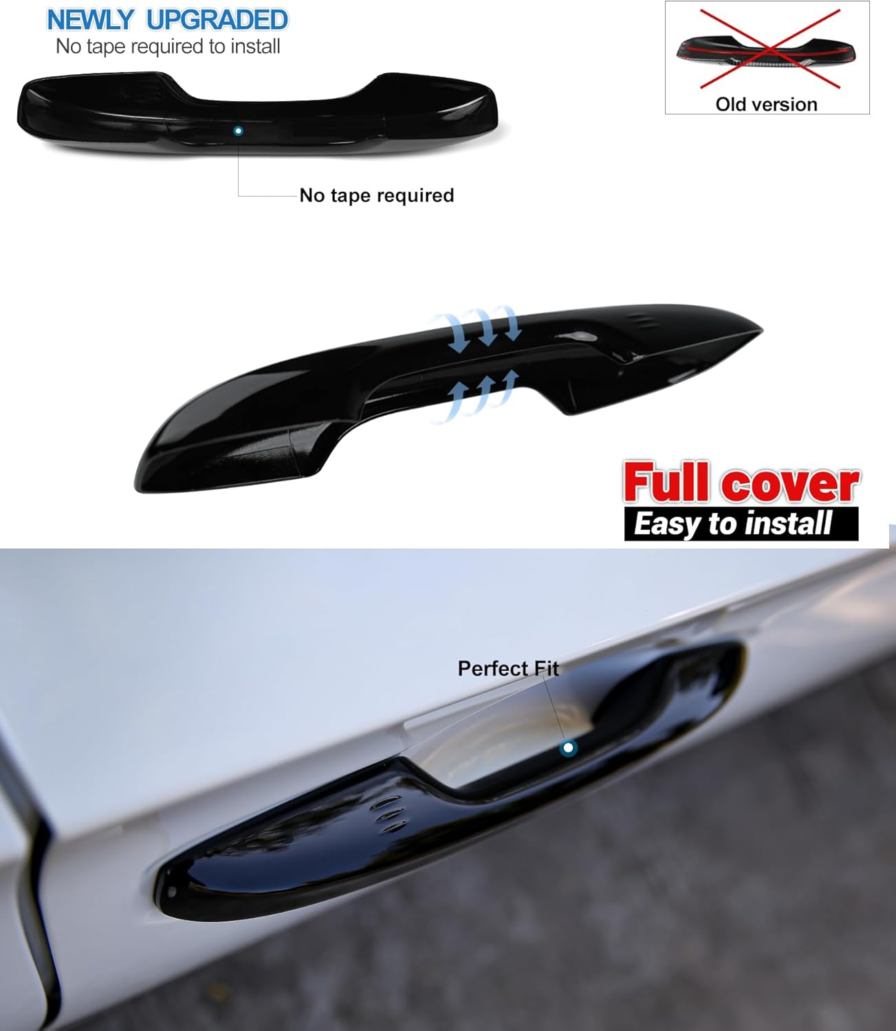 Thenice Snap-on Door Handle Cover for Honda Civic 2022-2026 -Black | Compatible with Honda Accord CR-V HRV 2023-2026 11th Gen Civic, No Tape Needed Exterior Handle Protection, Piano Black