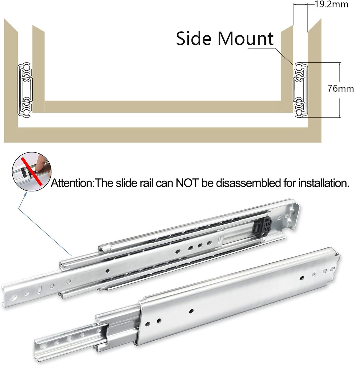 1 pair 20 inch 500 lb capacity heavy, side view