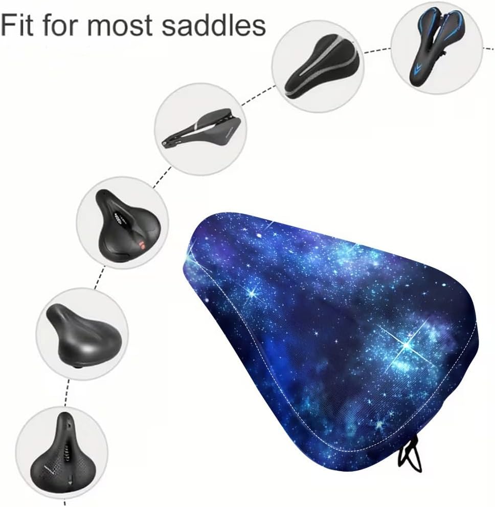 Starry Sky Printed Bicycle Seat Cover, Adjustable Anti Slip Saddle Cover with Reinforced Stitching for Park Stroll and Rural Trail Cycling