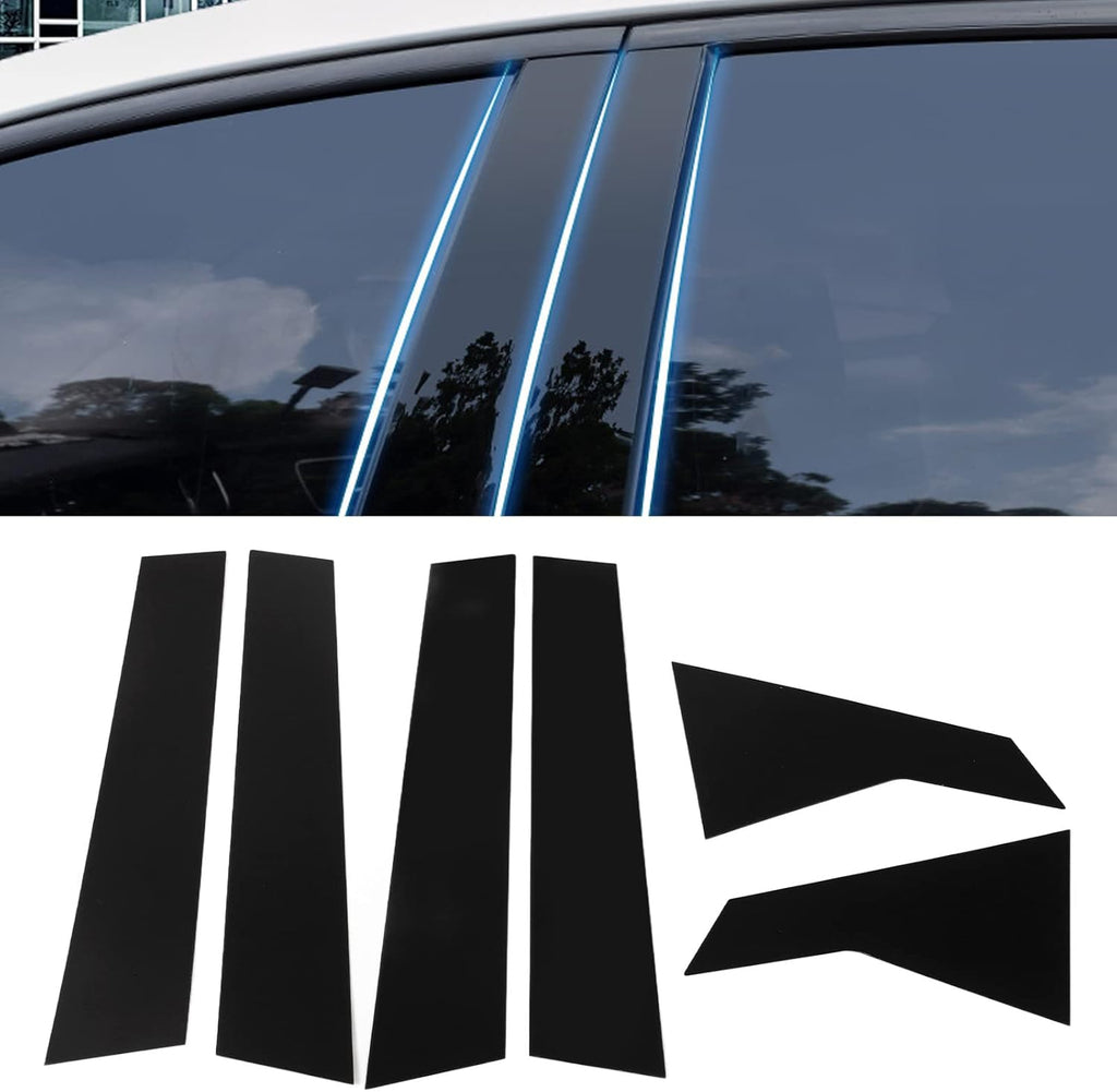 6 Pcs Side Door Window Cover Trim,Glossy Black Pillar Posts Decal Sticker for Civic Sedan 10th Gen 2016‑2021
