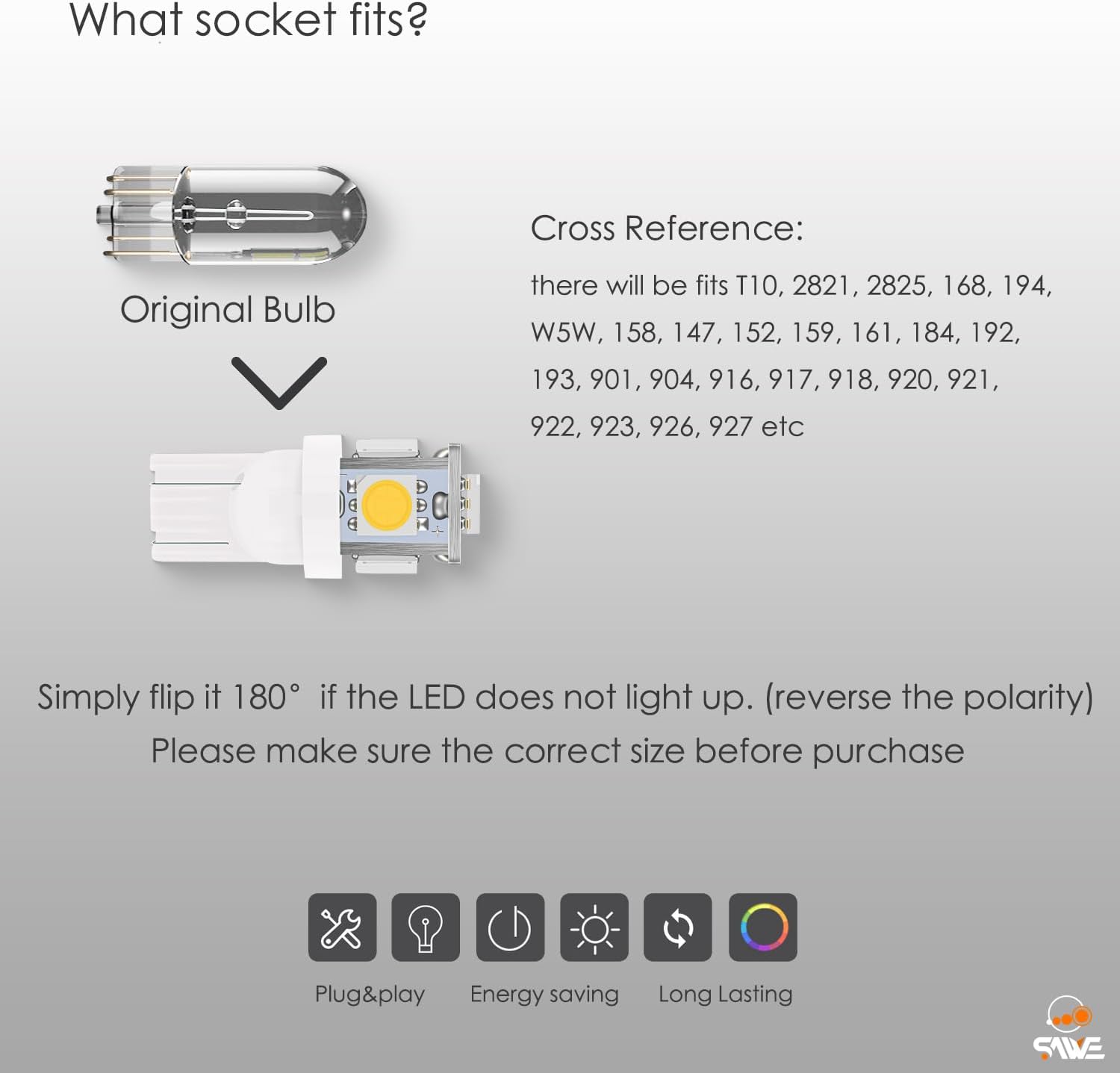T10 168 194 2825 LED Bulb 5SMD White License Plate Dome Map Light 20pc | 6000K 192 2821 W5W 147 5050 5-SMD Interior LED Bulb for Door Step Footwell Trunk RV Canbus Error Free