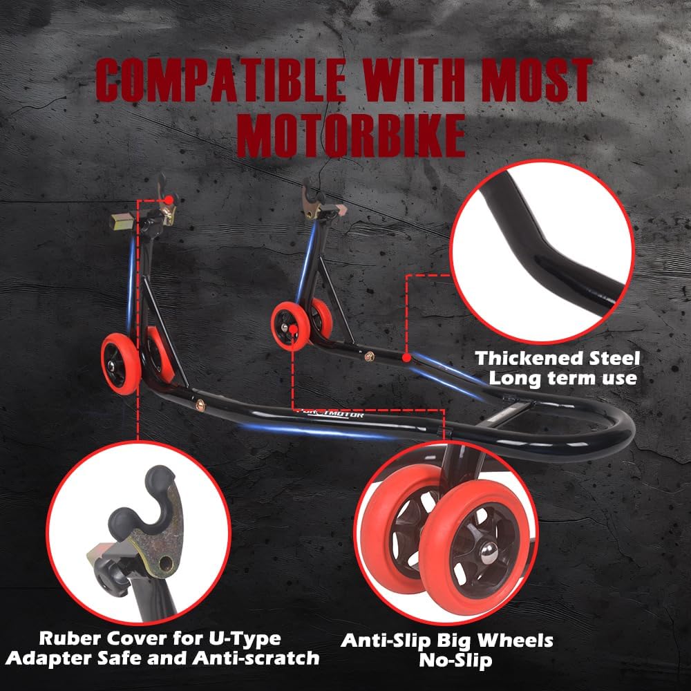 Motorcycle Stands Front Rear, 850lbs Front and Rear Combo Stand Lift with 4 T...