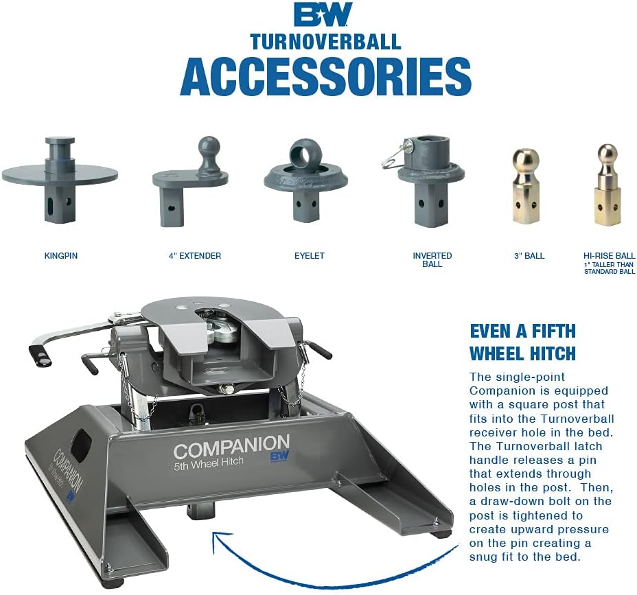 B&W Trailer Hitches Turnoverball Gooseneck Hitch - GNRK1020 - Compatible with 2020-2026 Chevrolet/GMC 2500 & 3500 Trucks
