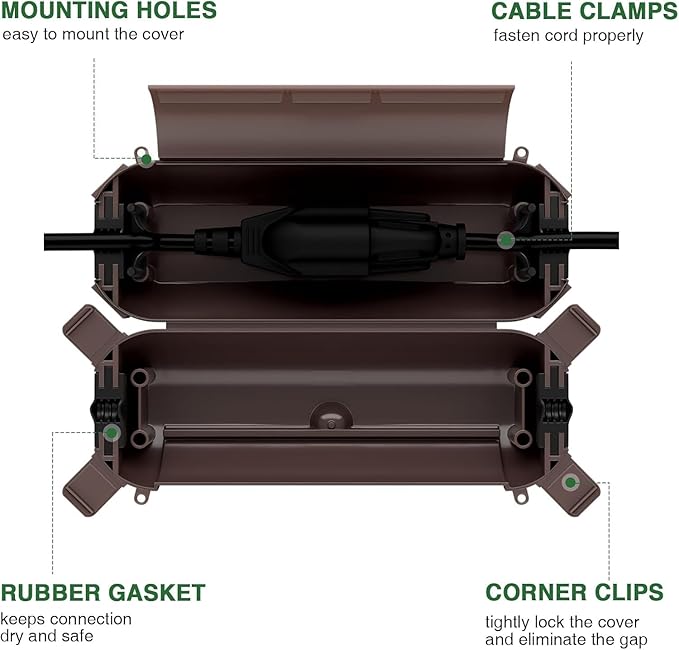 Flemoon Outdoor Extension Cord Waterproof Cover, Weatherproof Electrical - Image 3
