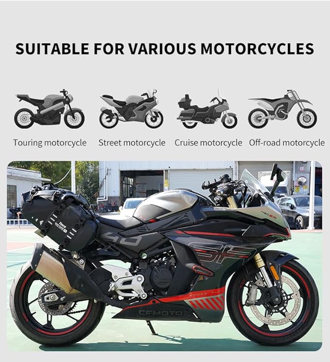 Motorcycle Saddle Bags Tail Bag, 20L Roll-top Waterproof Motor Detachable Side - Image 4