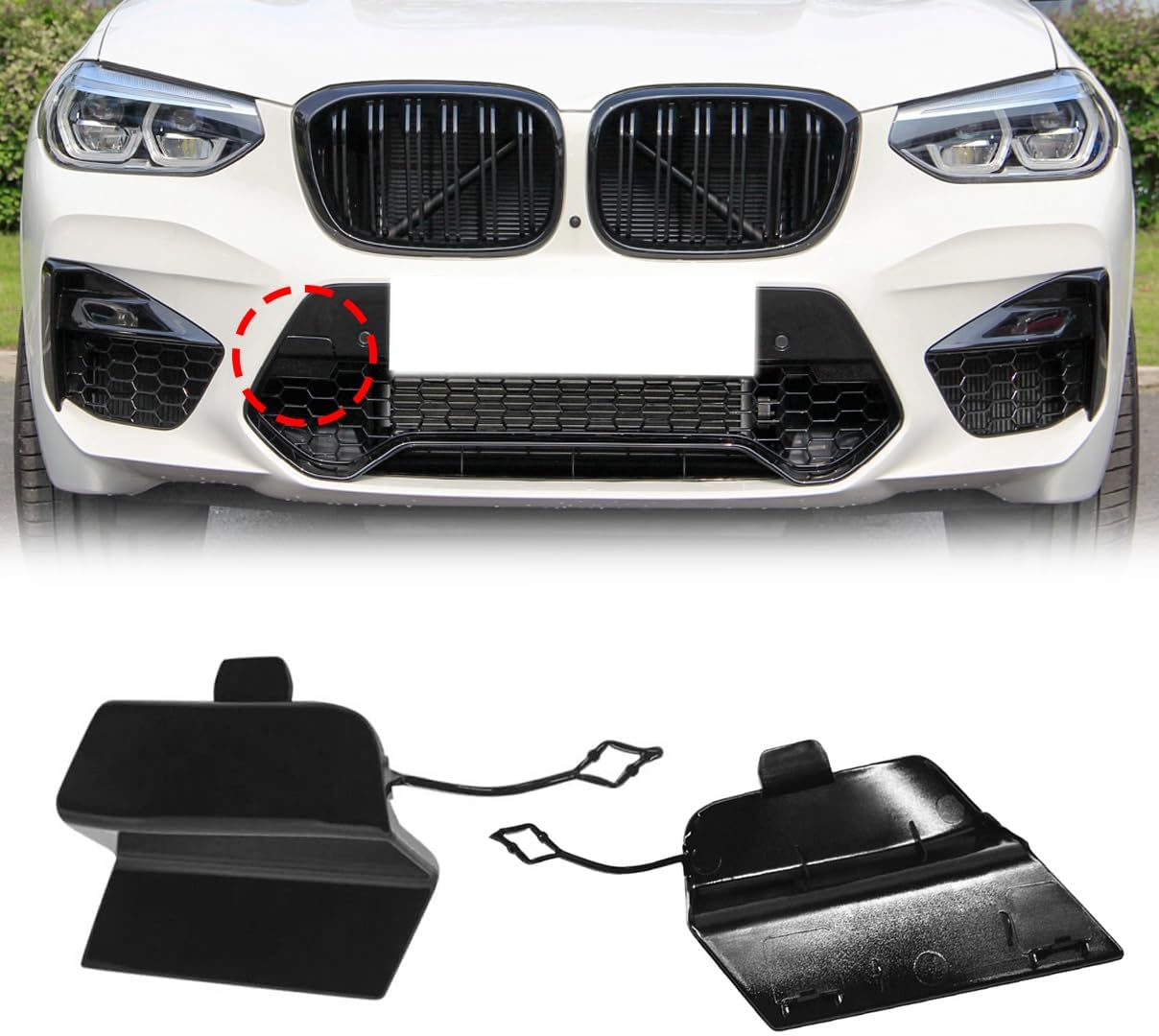 Front Bumper Tow Hook Hole Eye Cover Cap Primer for BMW X3M F97 X4M F98 2019 2020 2021 51118082477 Not Fit for BMW X3 Series X4 Series
