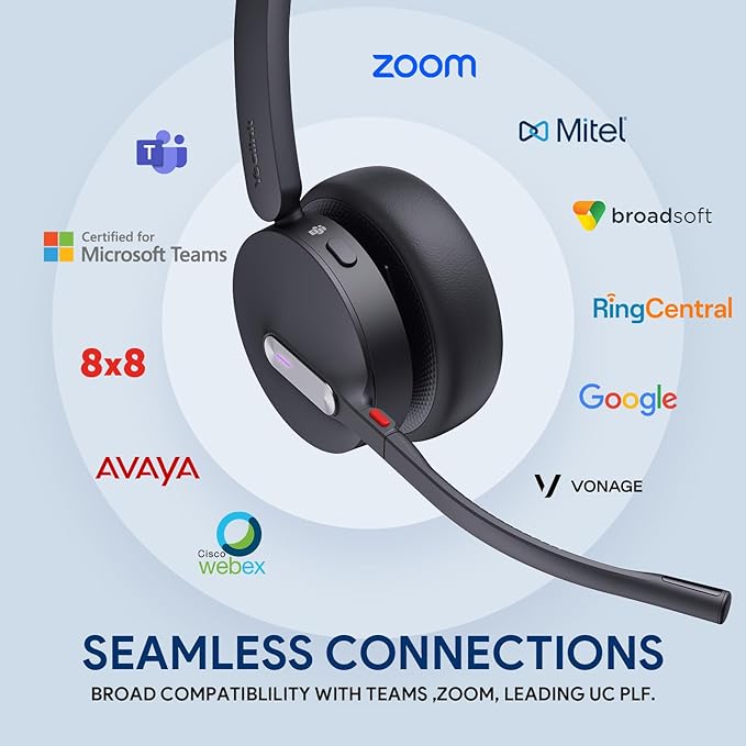 Yealink WH64 Hybrid DECT& Bluetooth Wireless Headset, 492ft Range Dual Teams UC - Image 8