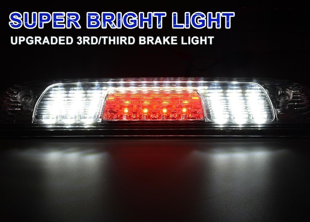ANDPLAY Rear LED Third Brake Light Compatible with Chevy Silverado 1500 3500 2500HD 3500HD 2014-2018 Fit GMC Sierra 1500 2500HD 2014-2018 Cargo Led Tail Lamps Chrome Housing,Clear lens 23509162