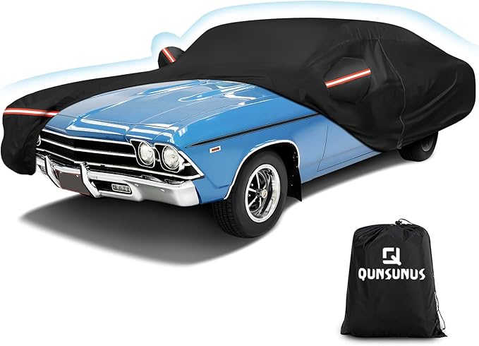 QUNSUNUS Waterproof Car Cover for Chevelle Malibu SS Sedan/Coupe 1964-1972 by QQUNSUNUS