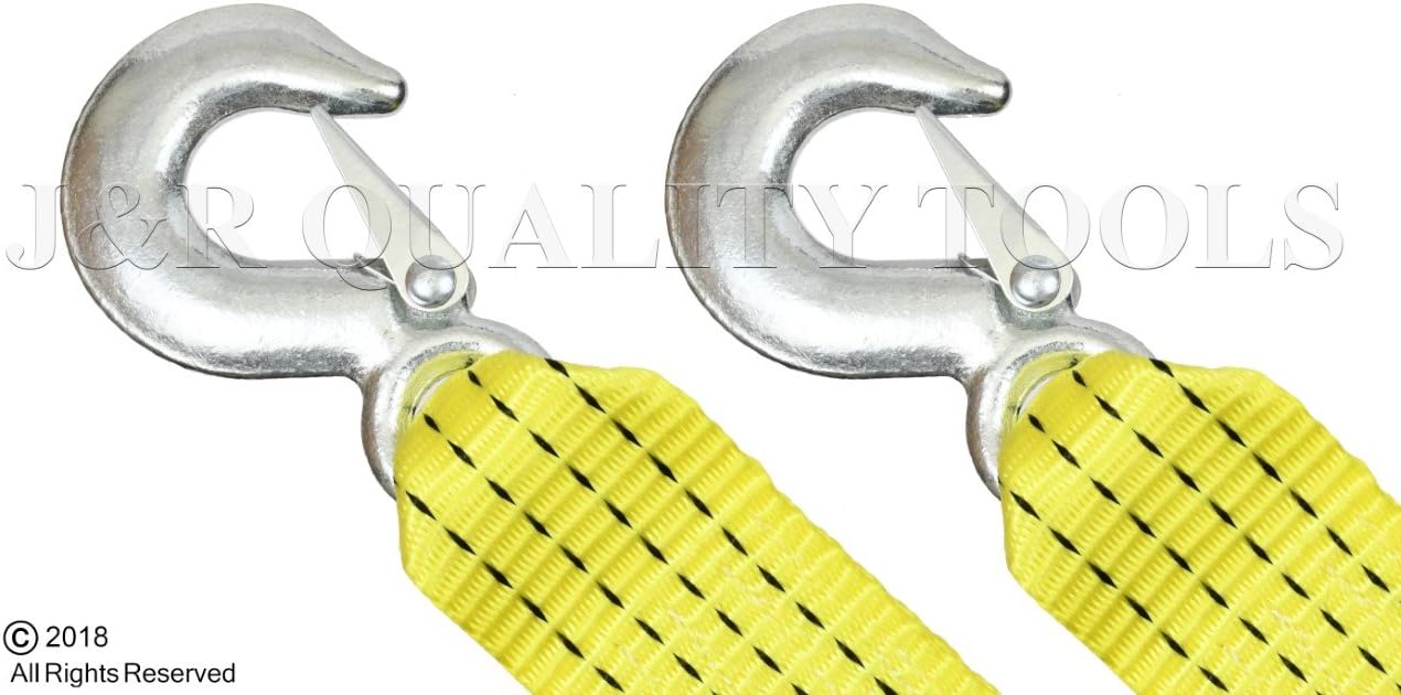 10,000 LB Heavy Duty Tow Strap with Safety Hooks 2” x 20’ Polyester Superior Strength (Pack of 5)