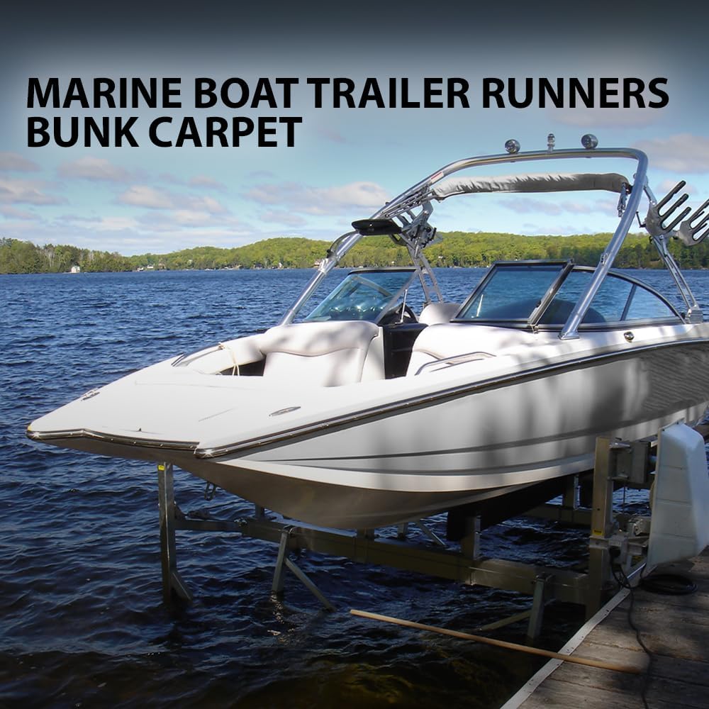 G-PLUS 12" x 75' Outdoor Ribbed Marine Carpet Boat Trailer Bunk Carpet | Fit Boat Trailer Bunks Runner Docks Black