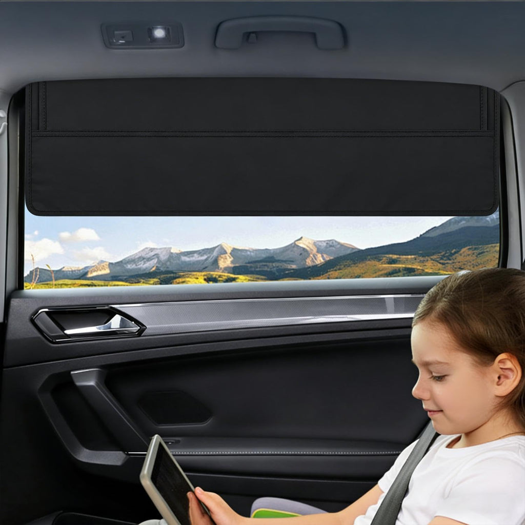 Universal Car Window Sun Shade Curtain, Breathable Mesh Sun Blocker with Suction Cup, UV Protection Privacy Screen for Car Side (Rear Window)
