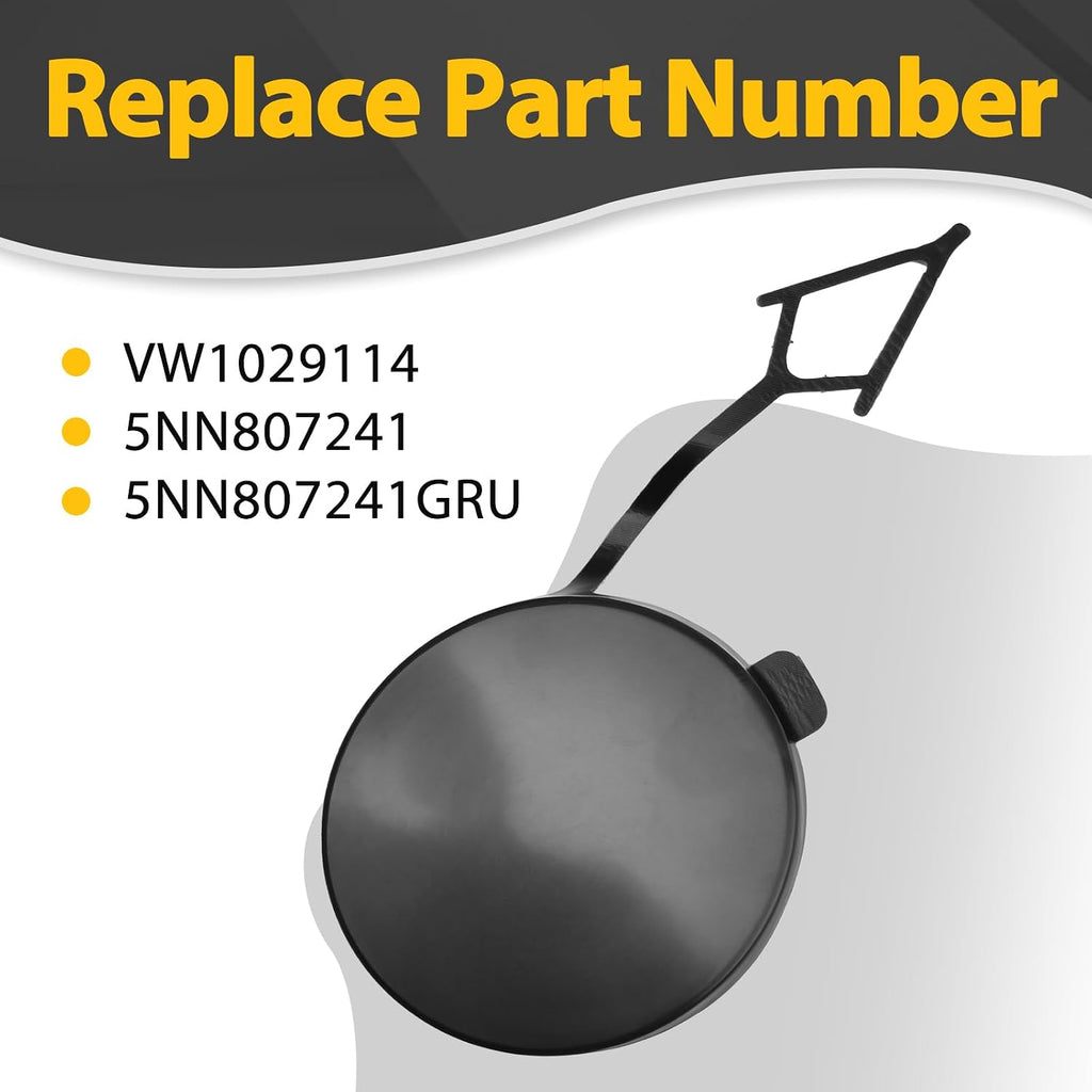 Front Bumper Tow Hook Cover Cap Fits for Volkswagen Tiguan 2017-2021, Replace 5NG807241, VW1029114, 5NN807241GRU