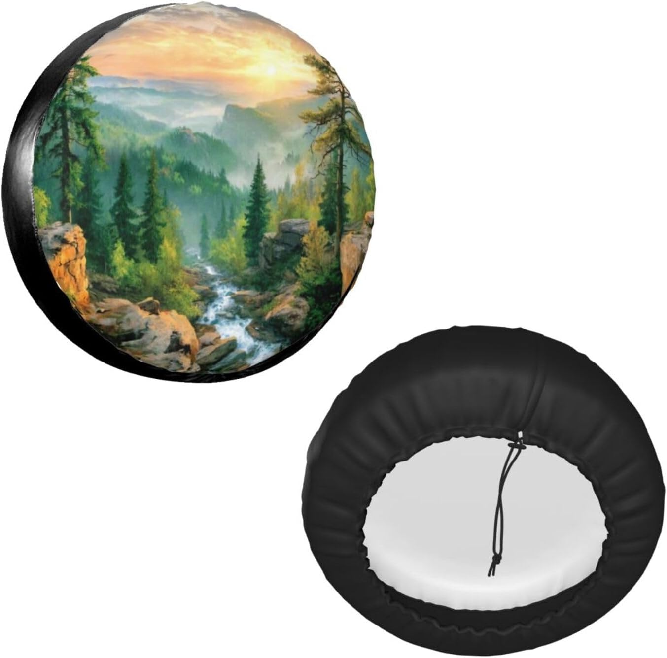 Watercolor Mountain Landscape Spare Tire Cover, Nature Style Waterproof Wheel Protector Covers Universal for Rv Suvs Trucks Camper Travel Trailers, 14 inch
