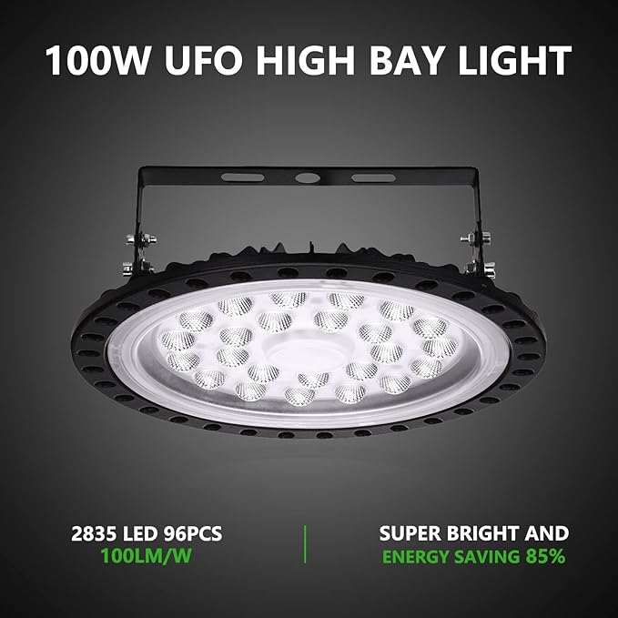 Viugreum 10 Pack 100W UFO LED High Bay Light, 10000LM 6500K Daylight White Led