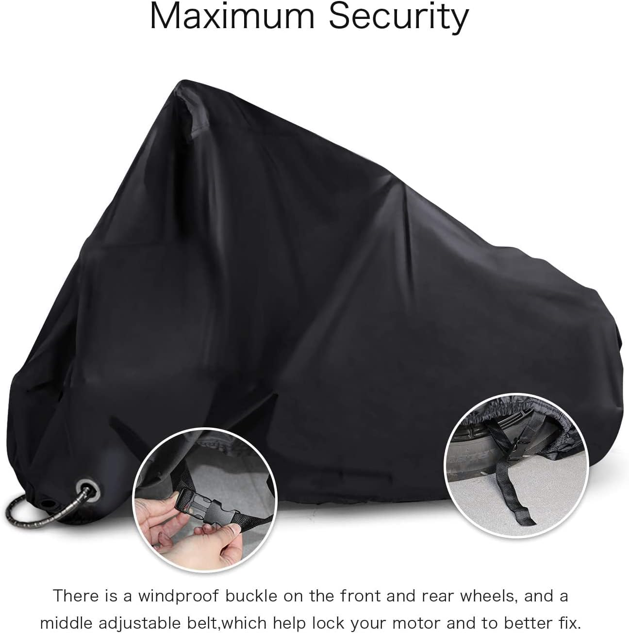 New Generation Motorcycle Cover ! XYZCTEM All Weather Black XXXL Large-Waterproof Outdoor Protects Fits up to 118 inch for Harley Davidson, Honda, Suzuki, Yamaha and More