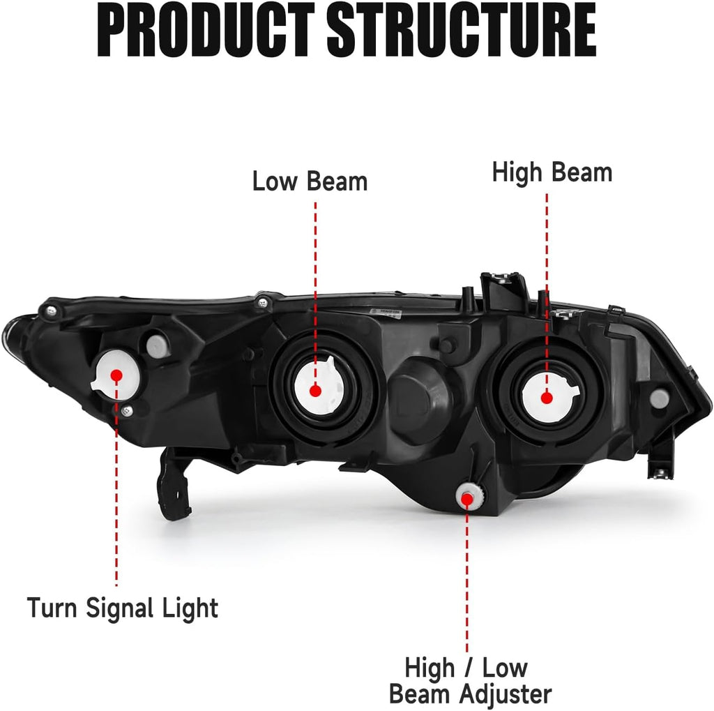 AS Headlight Assembly For 2006 2007 2008 2009 2010 2011 Honda Civic 2-Door Headlight With Amber Reflector Headlamp Replacement And Good Sealing With Chrome Housing