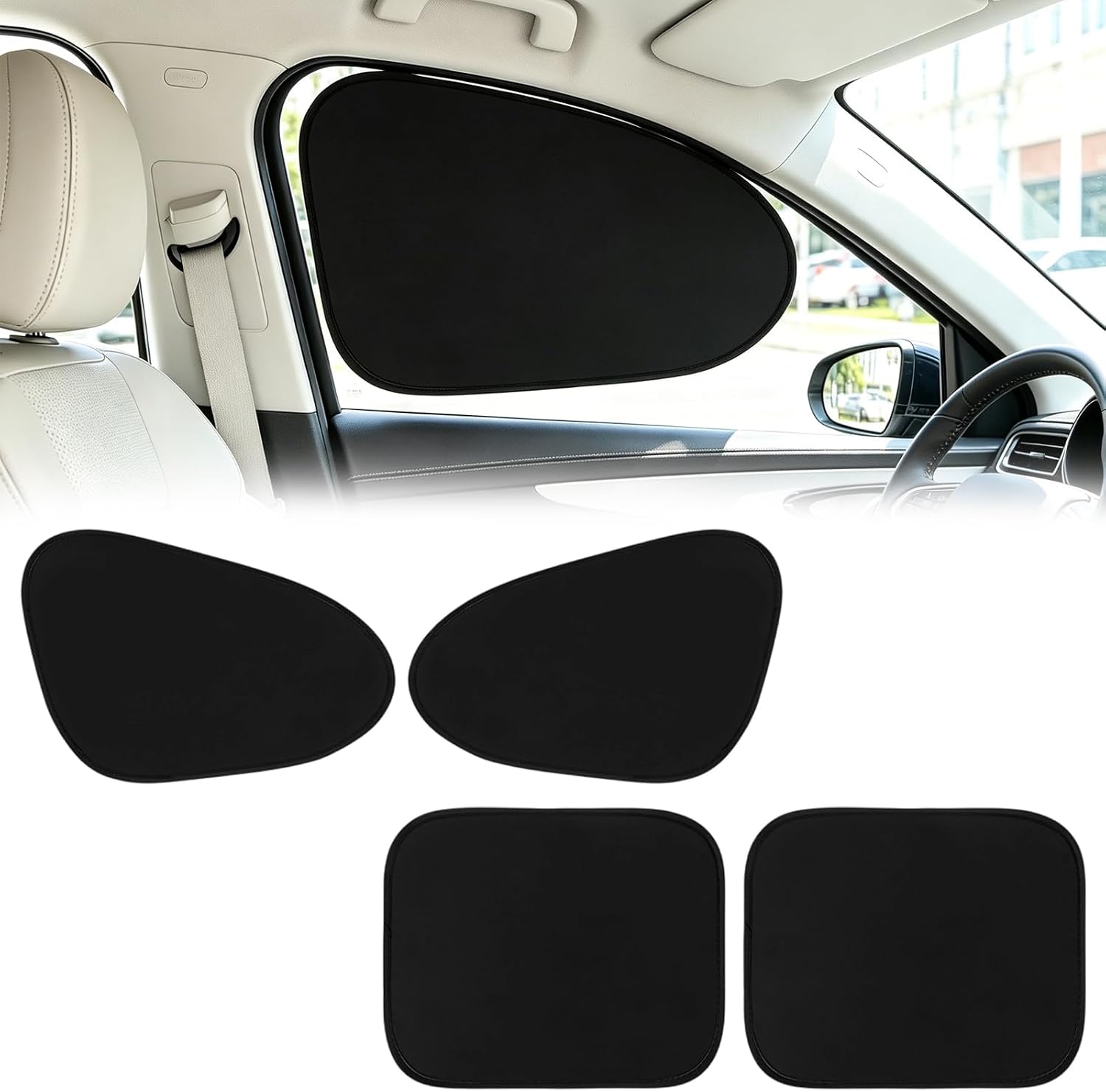 Static Cling Car Window Shades, Thermal Insulation Privacy Shade Car Side Window Sun Blocker, Foldable Static Cling Windows Sunshade Visor, Universal Fit SUV Sedan MPV, No Glue No Residue