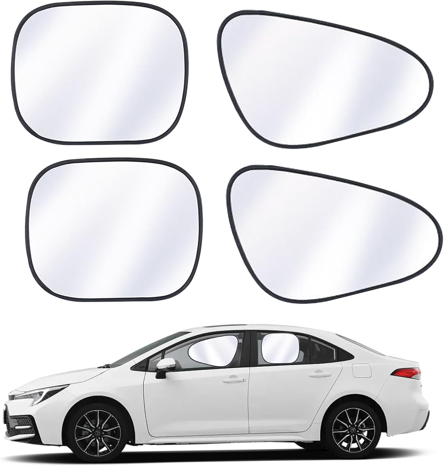 4 PCS Car Window Shades, Static Suction Side Window Sun Shade, Front and Rear Windows Sun Blocker, Universal Automotive Interior Accessories for Baby Camping Napping (Titanium silver)