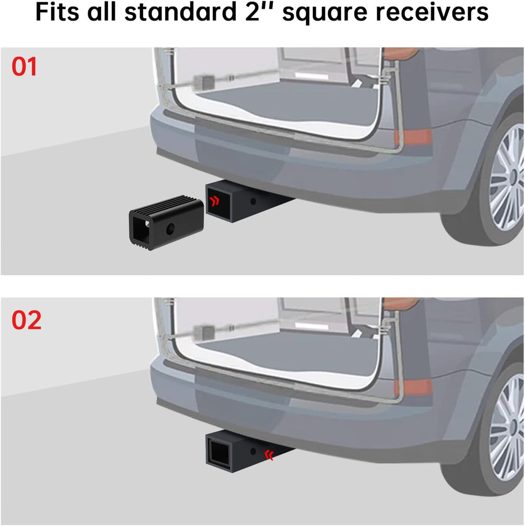 2 inches to 1-1/4 inches Hitch Receiver Adapter Insert Sleeve Mount Adapter,2" to 1-1/4" Trailer Hitch Adapter Receiver Converter for Bike Rack and Cargo Carriers