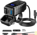 Motorcycle Phone Charger,Dual USB Type C PD & Quick Charge 3.0 Motorcycle USB Charger with Voltmeter & ON/Off Switch, Waterproof Motorcycle Accessories for Phone, Tablet, GPS, etc