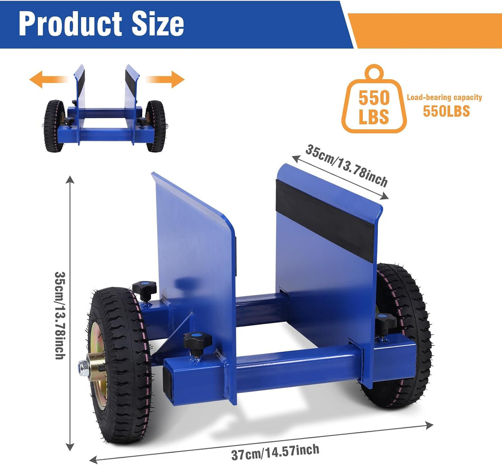 All Terrain Panel Dolly 550 lbs Capacity with Pneumatic Wheels for Drywall | Heavy-duty steel construction with pneumatic wheels, perfect for drywall, doors, and plywood transport indoors and outdoors.
