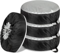4PCS Car Tire Covers Set, Waterproof RV SUV Trailer Spare Tire Storage Bag with Handle, Portable Anti-UV Sun Snow Rain Wheel Cover, Dustproof Wheel Protector for 19-23 Inch Tires Diameter (L)