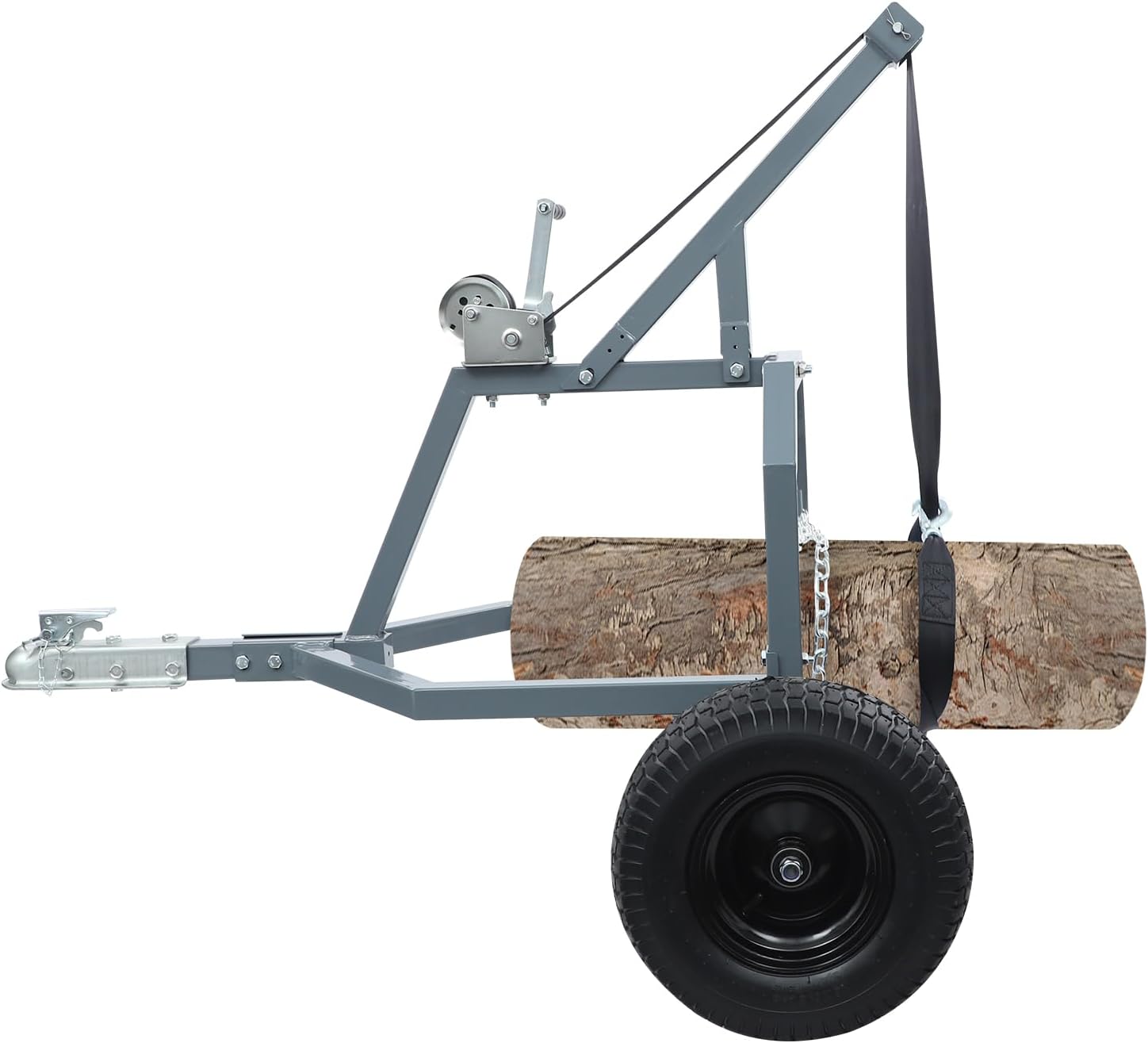 Log Skidding Arch, 1600Lbs ATV Log Dolly with 16in Tires, 24in Max | Designed for Landowners and Foresters, the Winch Lets You Hoist Logs Effortlessly, Smoothly Over Mud and Roots.