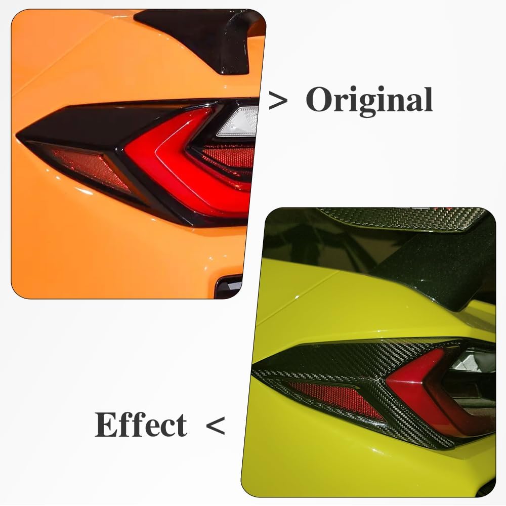 Jogon Carbon Fiber Tail Light Lamp Trim Cover for Corvette C8 Z06 Z51 ZR1 Convertible Coupe 2020 2021 2022 2023 2024 2025, Rear Light Guards Protector (Glossy CF)