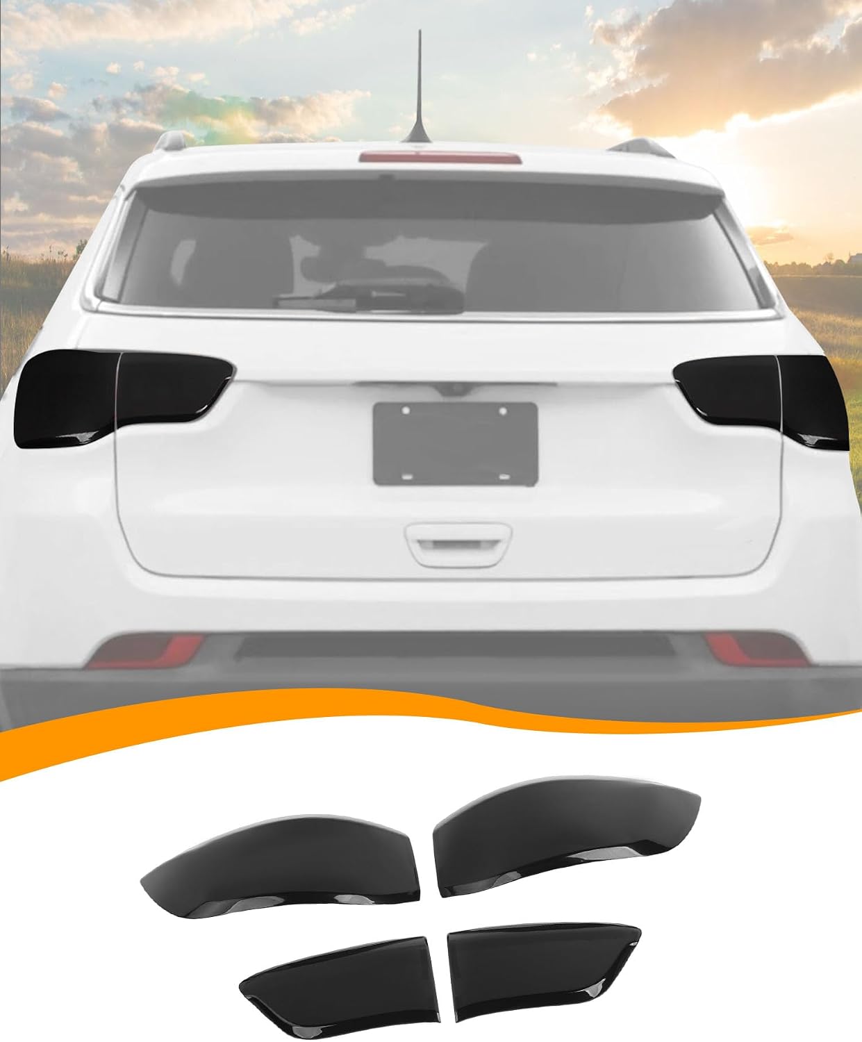 Hoolcar Tail Light Cover Rear Taillight Cover Guard Trim DecorationCompatible with Jeep Compass 2017-2025, Smoked Black
