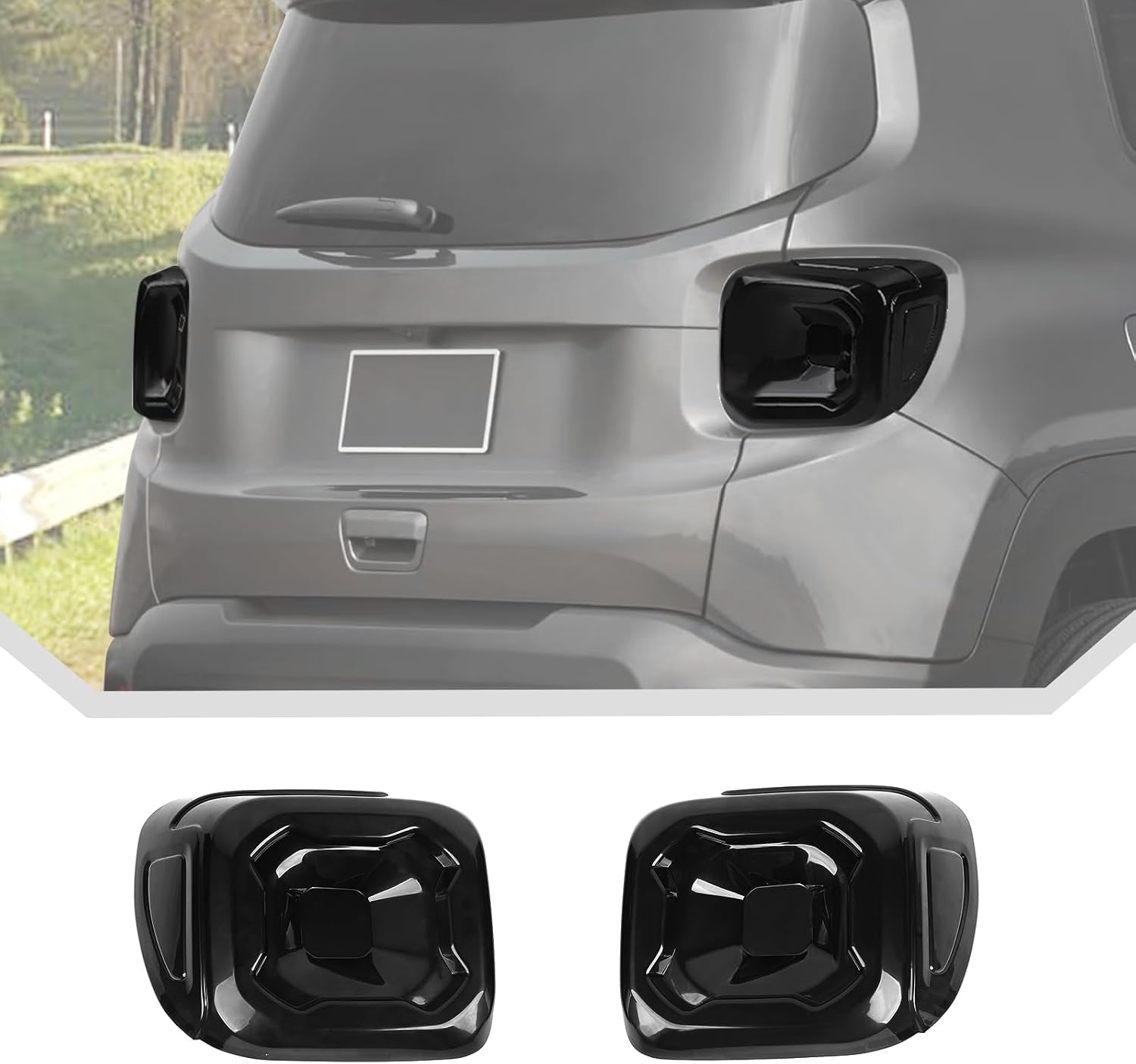 JeCar Tail Light Cover for 2019-2026 Jeep Renegade - Smoked Black Taillight Lamp Cover Trim Guards, Exterior Upgrade Decoration Accessories