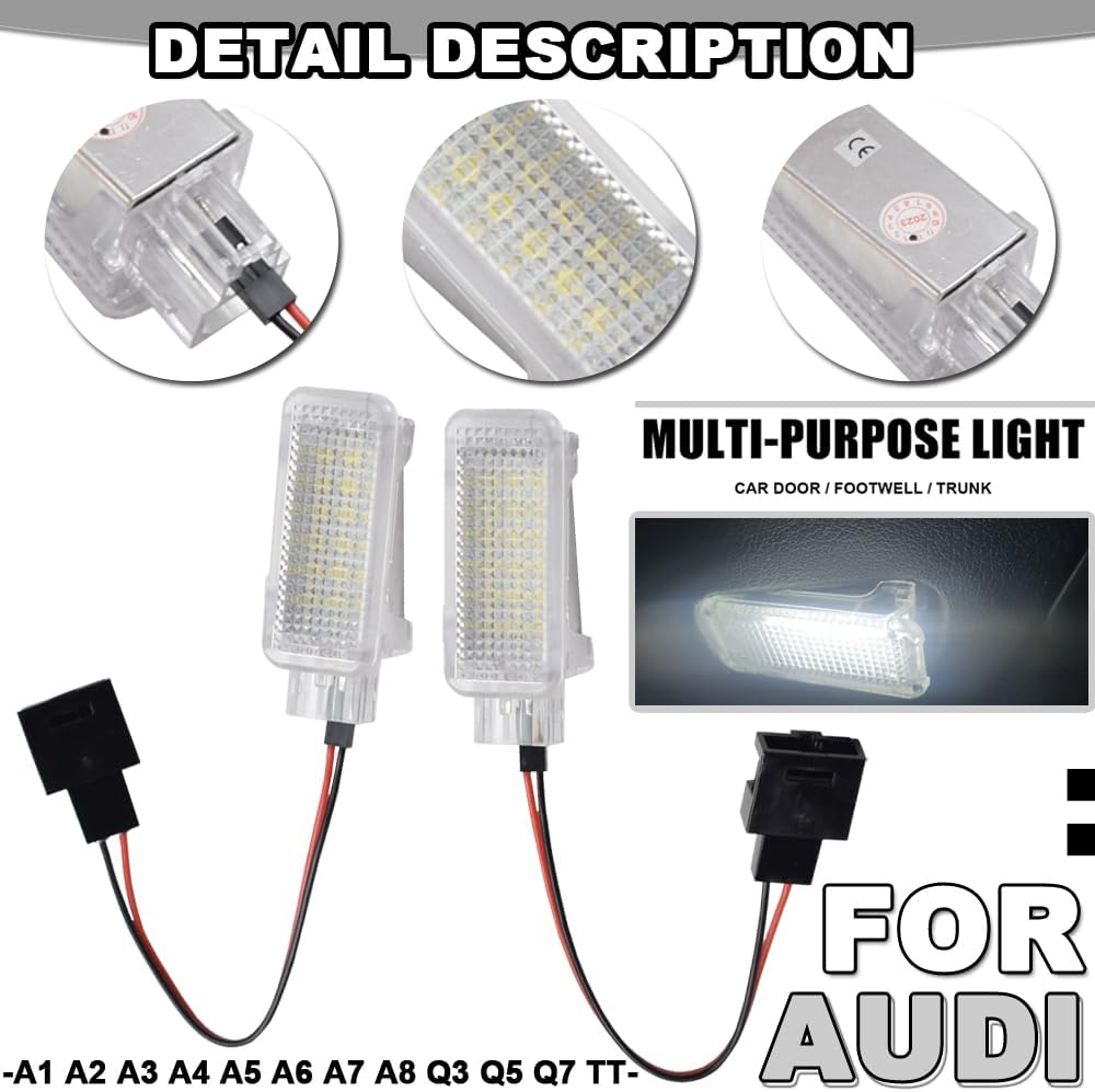 2Pcs Canbus Car White LED Courtesy Door/trunk/Footwell/glove box light lamp For Au#di A1 A2 A3 A4 A5 A6 A7 A8 Q3 Q5 Q7 TT VW Skoda