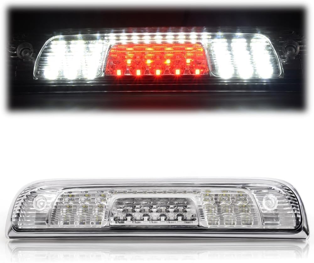 ANDPLAY Rear LED Third Brake Light Compatible with Chevy Silverado 1500 3500 2500HD 3500HD 2014-2018 Fit GMC Sierra 1500 2500HD 2014-2018 Cargo Led Tail Lamps Chrome Housing,Clear lens 23509162