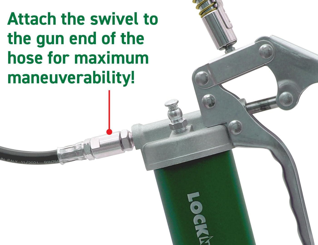 LockNLube LNL231 1/8" NPT In-Line Grease Hose Swivel - Fits all brands of manual grease gun
