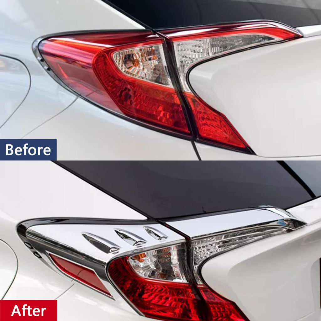 Car Accessories Tail Light Lamp Cover Frame Decor Trim (Chrome) Fit for Toyota C-HR CHR 2018 2019 2020 2021 2022 2023 ABS 4 PCS