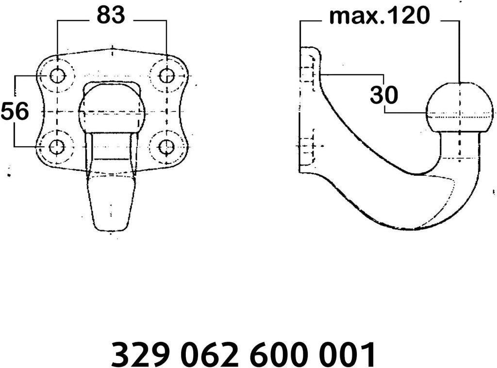 Westfalia Screw-On Plate (4-Hole) with Ball Neck (without Mounting Material)