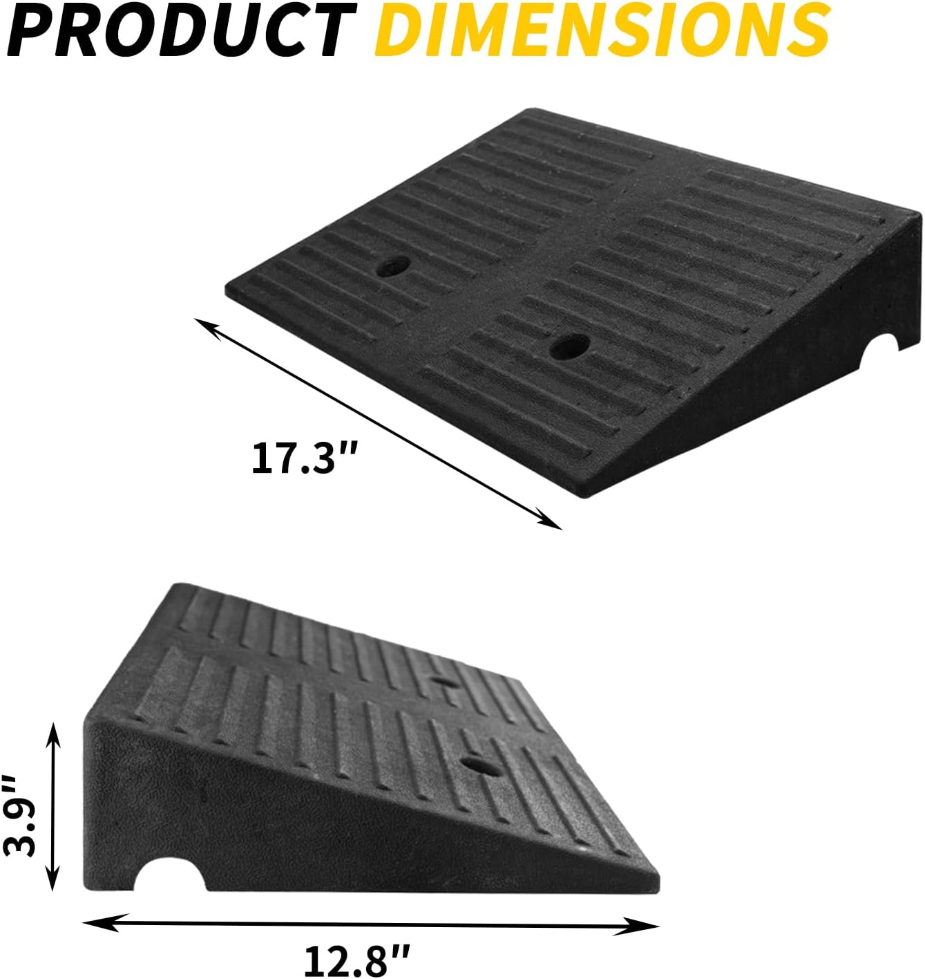 Rubber Curb Ramps for Driveway Curb Ramps for Sidewalks Door Ramps for Thresholds Heavy Duty 2 Pack 4 inch Rise Ramps for Wheelchairs Shed Ramp for Riding Mower 7000lbs Powersport Loading