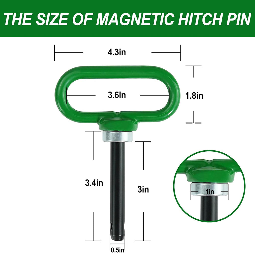 Heavy Duty Zero Turn Mower Hitch Kit with Bolts 1/8"(3mm) and Strong Magnetic Hitch Pin 1/2'' Hole Trailer Hitch Mount Green (Pack of 1)