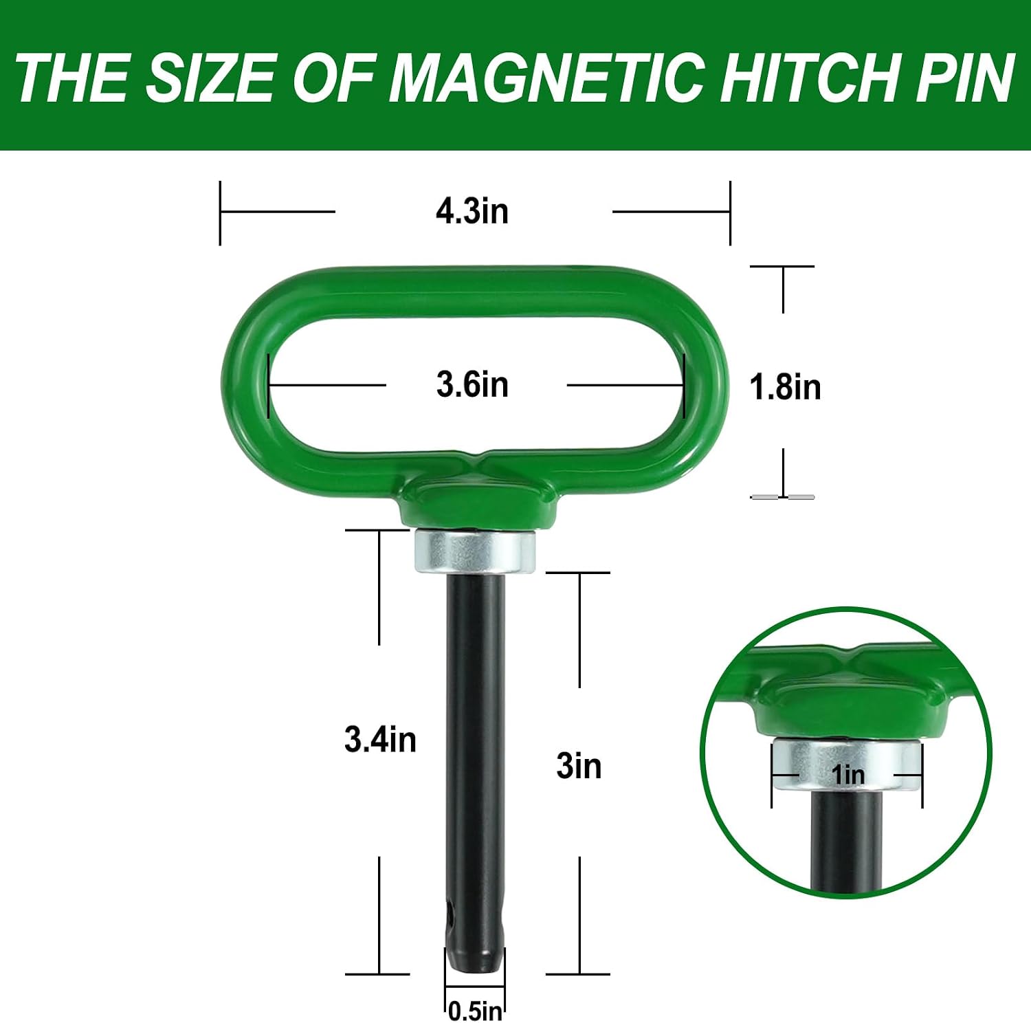 Heavy Duty Zero Turn Mower Hitch Kit with Bolts 1/8"(3mm) and Strong Magnetic Hitch Pin 1/2'' Hole Trailer Hitch Mount Green (Pack of 1)