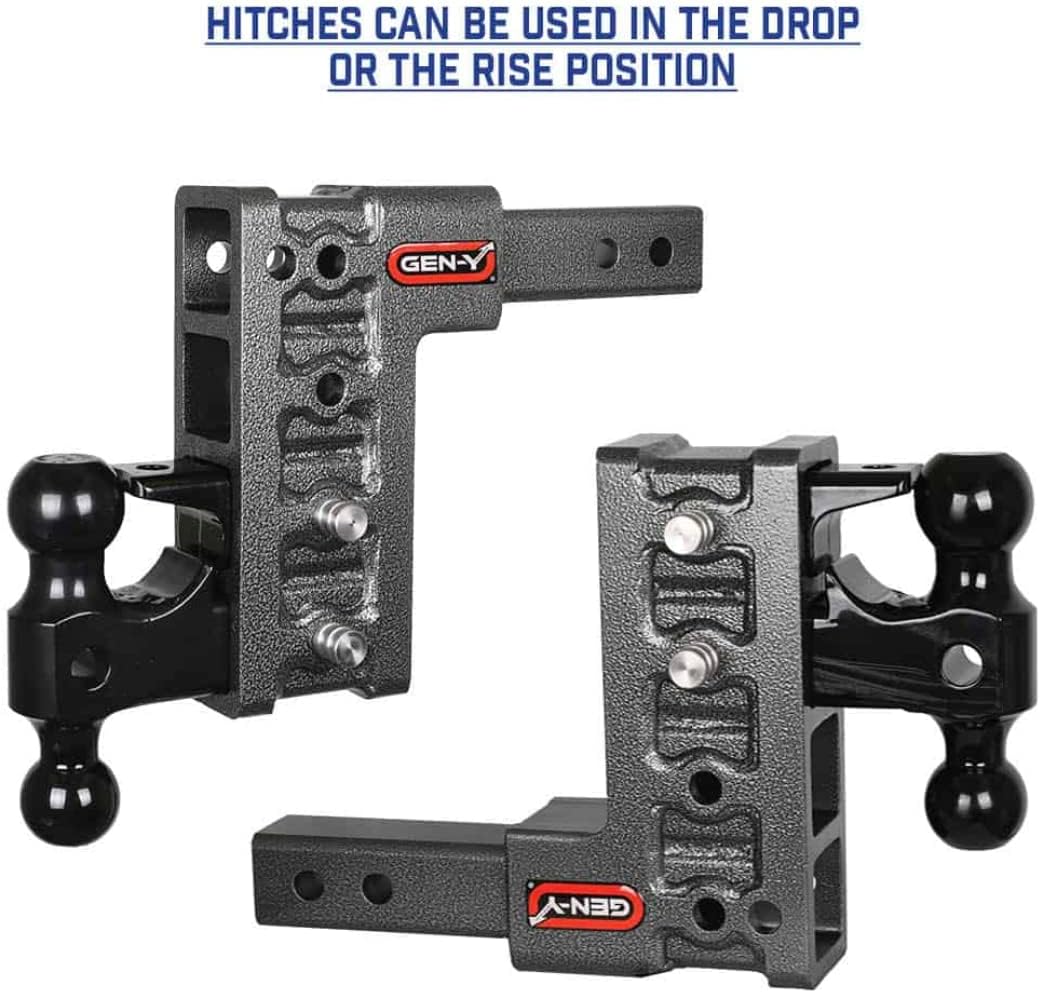 GEN-Y Hitch Offset Tow Hitch for 2" Receiver - 5" Rise/7.5" Drop with 6 Adjustable Positions, Hitch Only, 10,000 lbs Towing Capacity, 1,500 lbs Tongue Weight, Silver