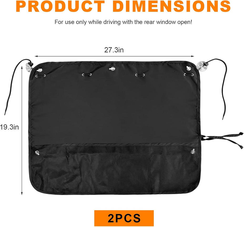 2 PCS Car Window Shades, Auto Side Windows Sunshade Cover with Storage Pockets & Suction Cups, Blackout Vehicle Side Window Privacy Curtain for Sun Heat & UV Protection