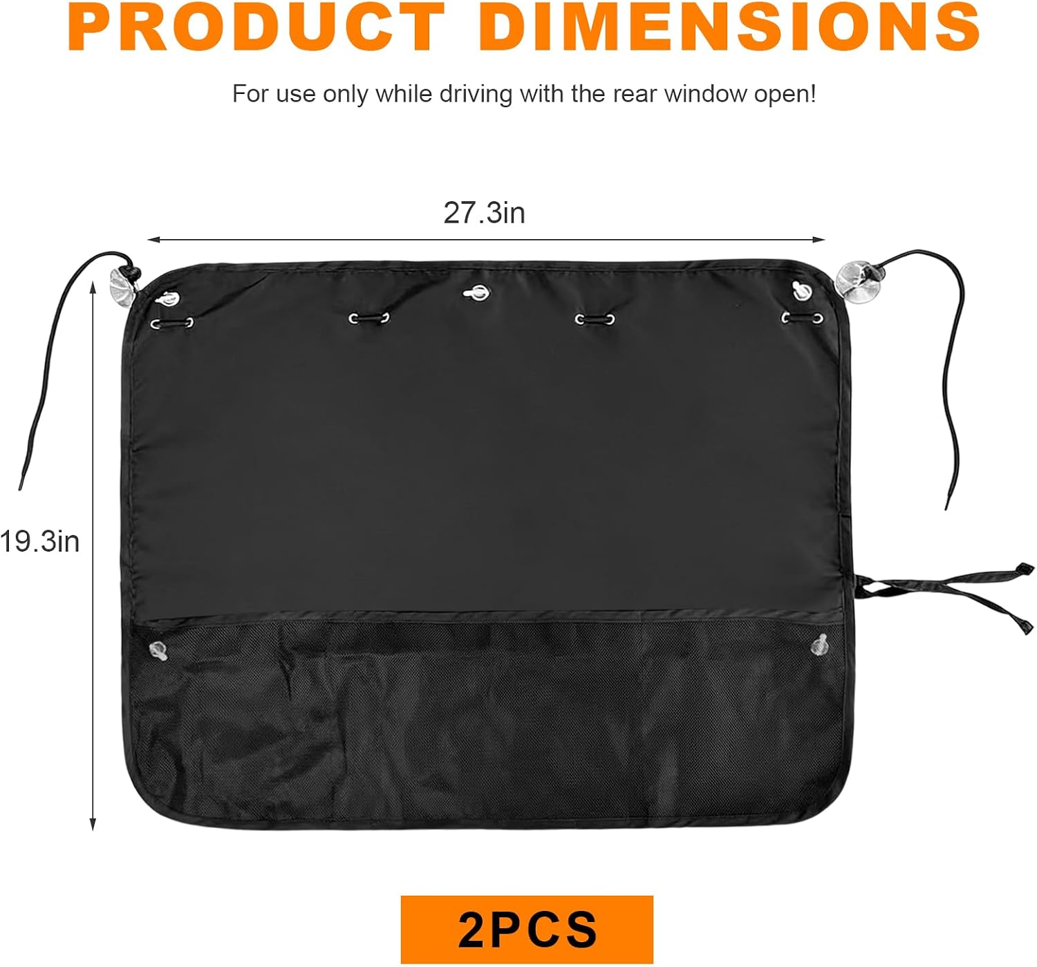 2 PCS Car Window Shades, Auto Side Windows Sunshade Cover with Storage Pockets & Suction Cups, Blackout Vehicle Side Window Privacy Curtain for Sun Heat & UV Protection