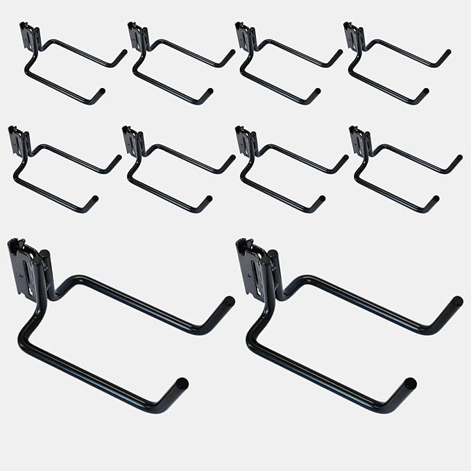 10 Pack E Track Double J Hooks, Heavy Duty Black Large Steel Shovel/Tool Hanger - Image 9