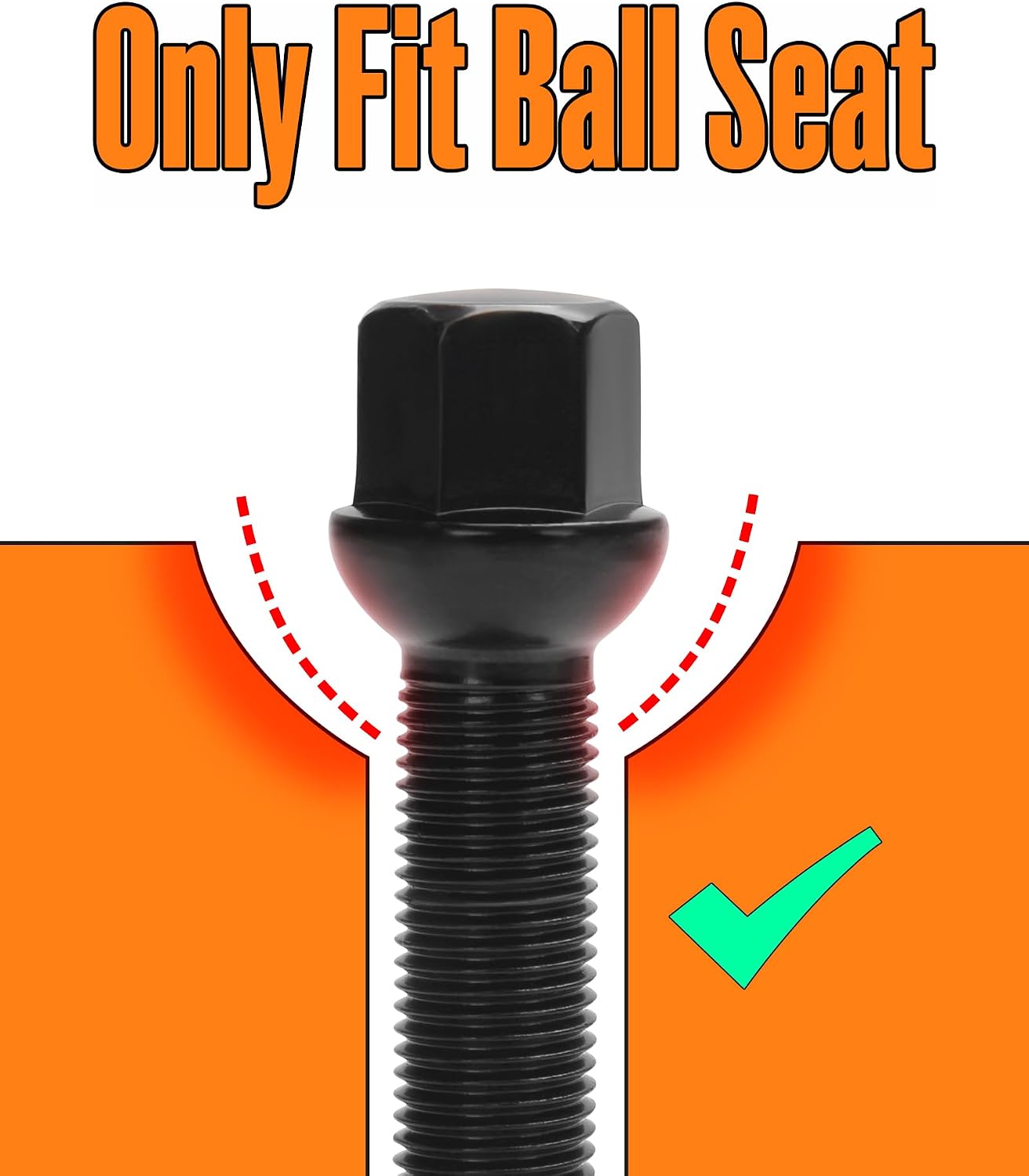 20PCS 14x1.5 Extended Lug Bolts with 45mm Shank Length Ball Seat, Aftermarket Black Wheel Lug Bolts for Spacers, Compatible A3 A4 A6 A8 S4 S6 S8 TT Jetta Allroad Volkswagen Quattro Golf Tiguan Passat