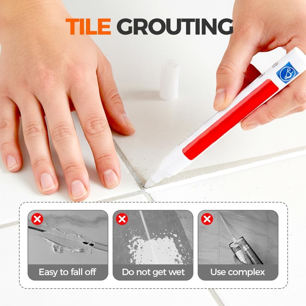 AprYew Grout Pen White Tile Grout Paint, 2026 New Waterproof Grout Paint Pen, Grout Sealer Marker for Cleaner Looking Grout Lines, Narrow 5mm Tip (Light Grey)